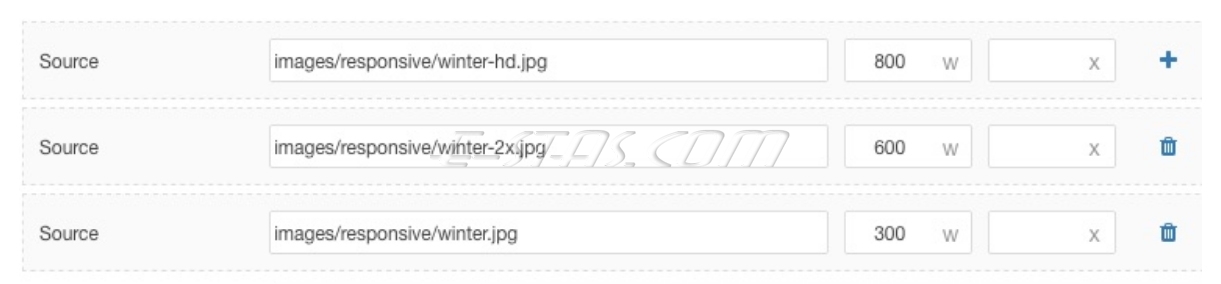 Вкладка RESPONSIVE менеджера изображений редактора JCE Pro Вкладка RESPONSIVE менеджера изображений редактора JCE Pro
