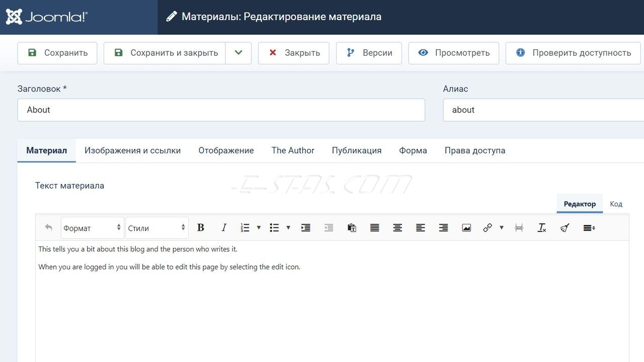 Общий вид окна Редактора контента «JCE» для Joomla 4: Общий вид окна Редактора контента «JCE» для Joomla 4: