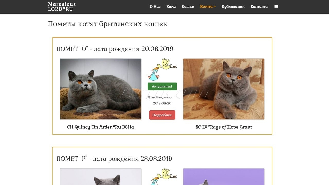 Питомник кошек «Британская короткошерстная» - страница Пометы Питомник кошек «Британская короткошерстная» - страница Пометы